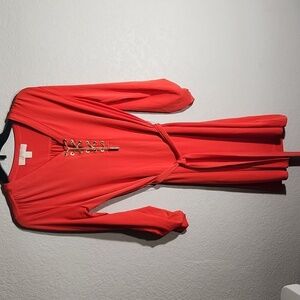 Michael Kors Womens Dress Size M Longsleeve Peachish Gold Midi Belt Tunix